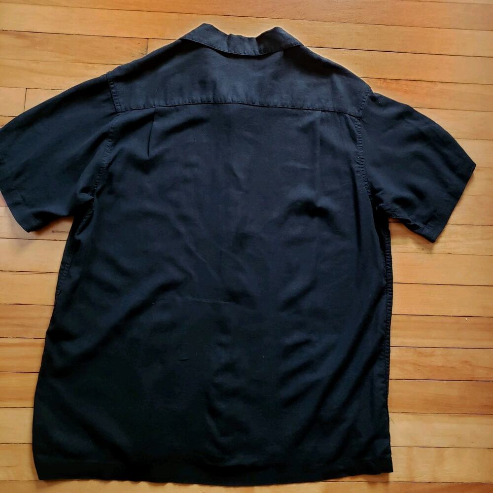 Haggar Camp Shirt Mens XL Linen Blend Black Casual Comfort Coastal Resort - Picture 3 of 11